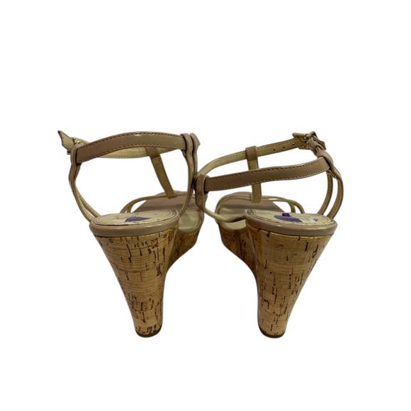 Size 8.5M Jessica Simpson Cork Wedge Platform Sandals Taupe - Picture 4 of 10